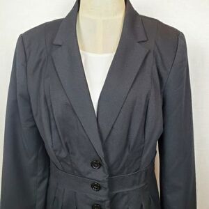 NWT ELLE sz 12 pleated pinstriped career blazer jacket coat flattering
